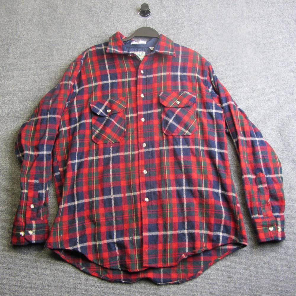 Outdoor Exchange Flannel Mens XL Red Blue Vintage Wool Blend Lumberjack Camping
